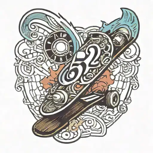 Broken Skateboard With Numbers 5 2