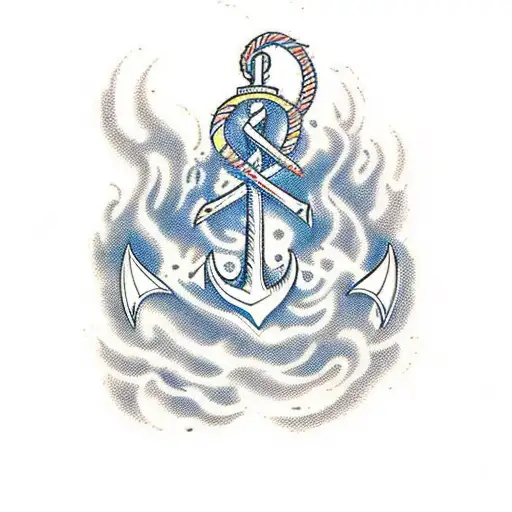 A Realistic Portrayal Of An Anchor Sinking Into A Fiery Ocean