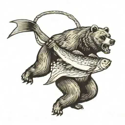 Bear Holding Fish In Its Mouth
