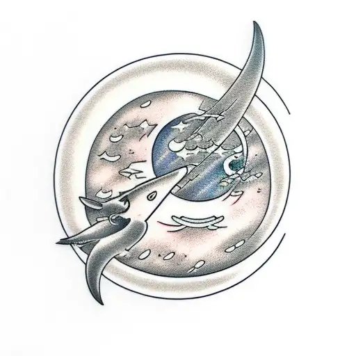 Moon With A Thin Line Down Like A Chain