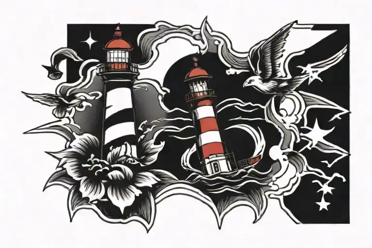 Lighthouse At Sea