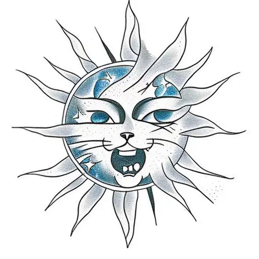 Sun Cat With A Human Body That Has Stars Covering Its Private Areas