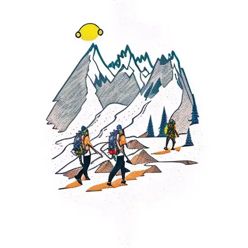 A Group Of Hikers Trekking Through A Patagonian Wilderness