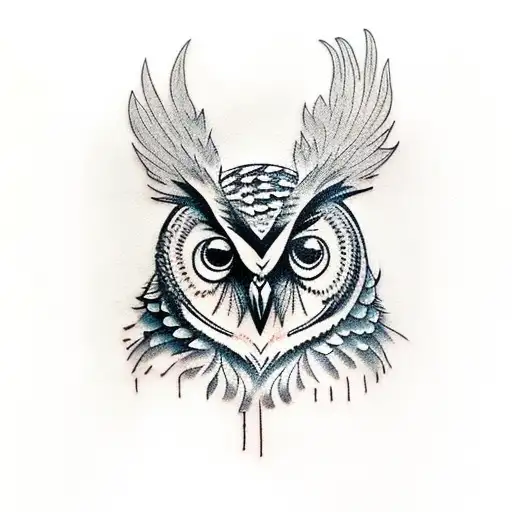 A Traditional Tattoo Of A Wise Owl Perched On A Gas Pump