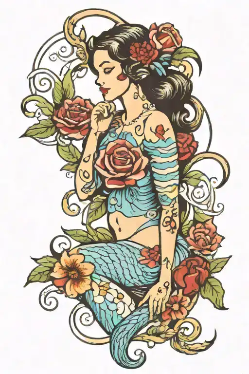 Aquarius Girl And Flowers
