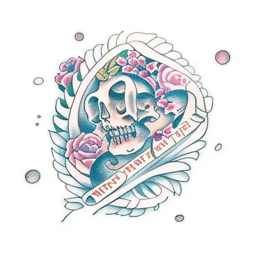 A Quote About The Importance Of Family Surrounded By Flowers And Books Tattoo