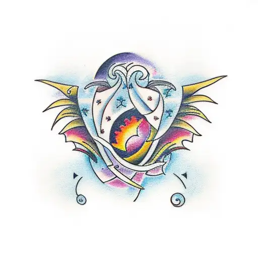 A Tattoo That Symbolises My Wife And Two Daughters In A Sunset Tattoo