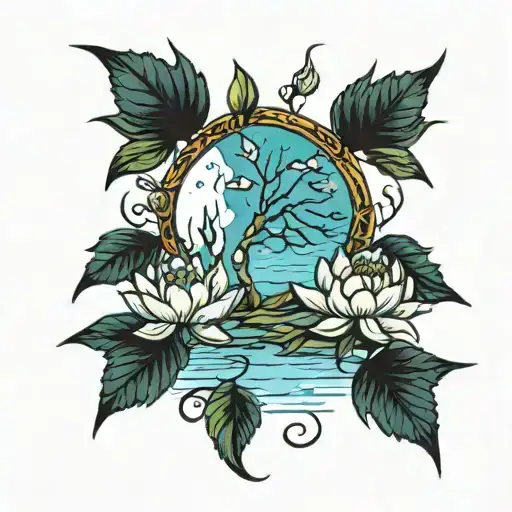 Moon Weeping Willow Water Lillies