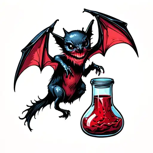 Bat Holding A Vial Of Blood