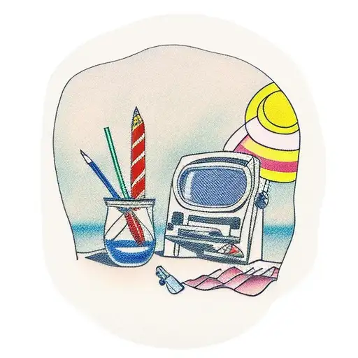 Teacher's Desk With A Beach View Through The Window