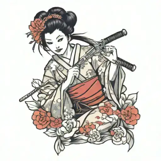 Geisha Sexy Holding Sword