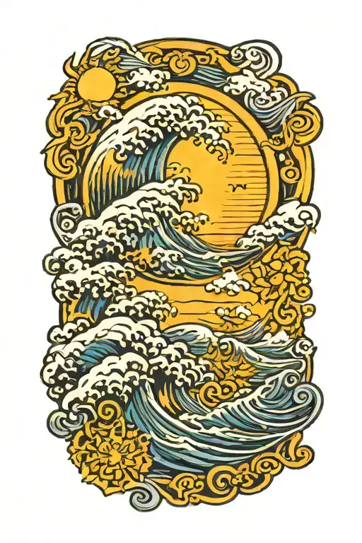 Sky Was Yellow And The Sun Was Blue Ocean Wave