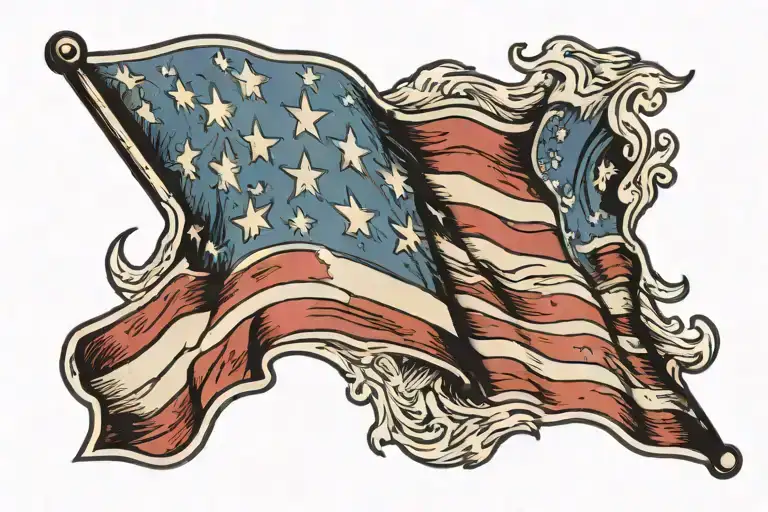 Thin Line Flag Waving