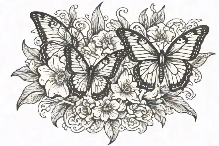 Narcissus Flower And Butterfly Flying With A Baby Foot Print