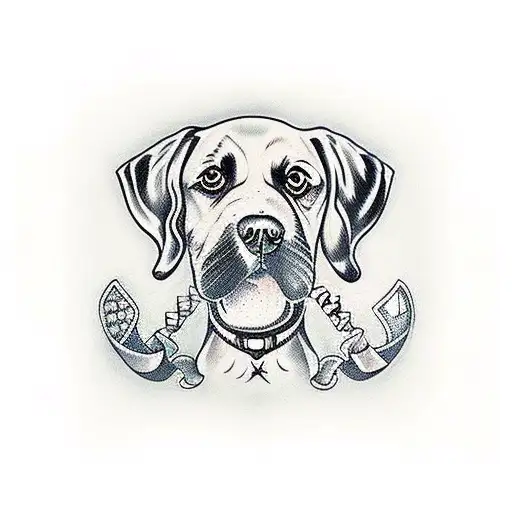A Traditional Style Tattoo Of A Dog Playing Chess