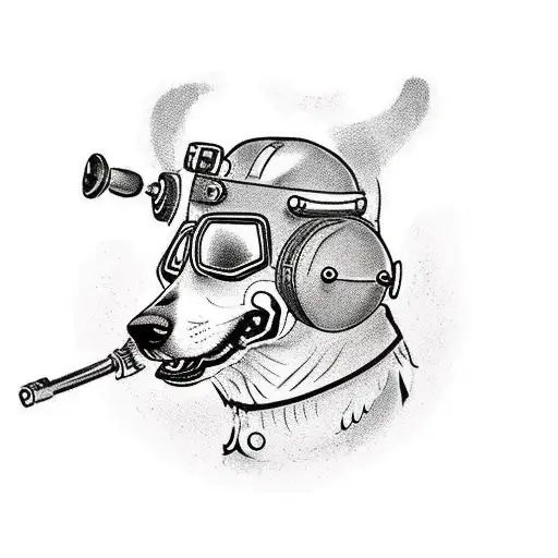 A Dog Wearing A Tank Helmet And Driving A Tank