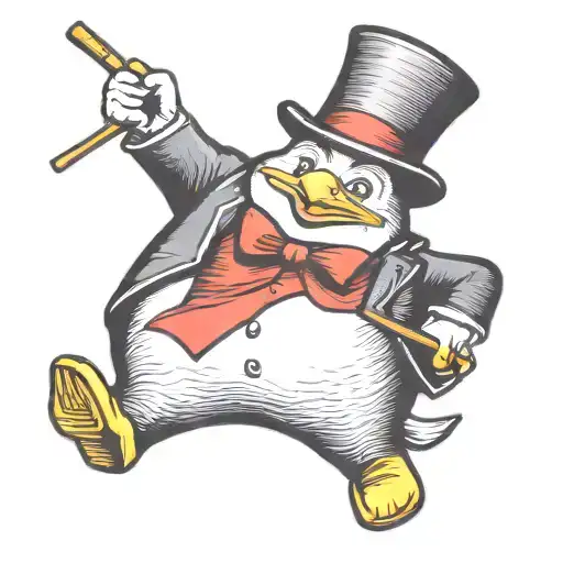 Mr Monopoly But As A Penguin With Top Hat And Cane