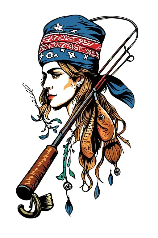 Bandana And Fishing Poles