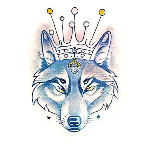Traditional Wolf With Crown On Head