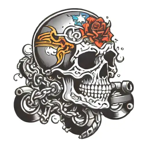 Motrcycle Chain Skull
