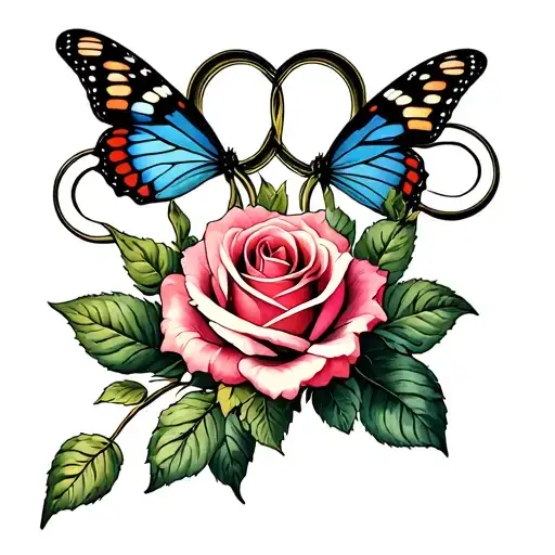 A Infinity And Rose With A Butterfly