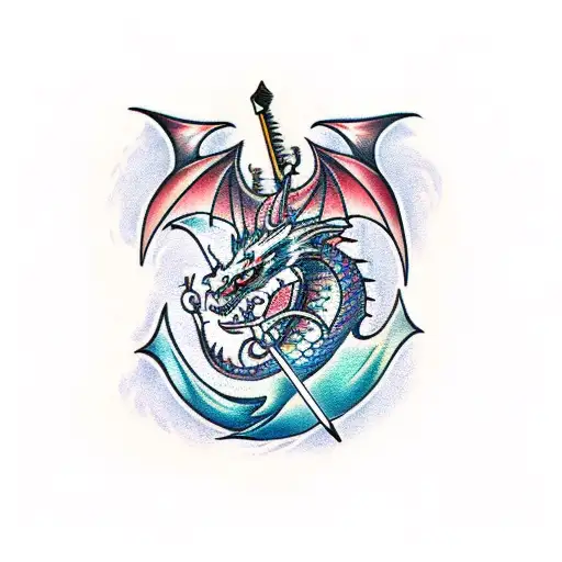 A Dragon And Sword Through It