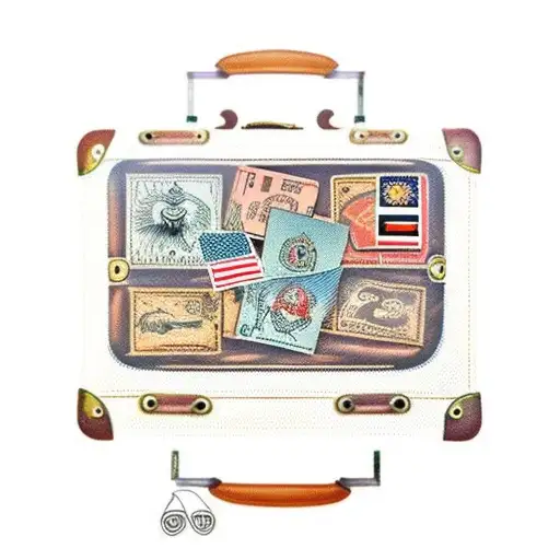 A Vintage Suitcase With Passport Stamps From Different Countries