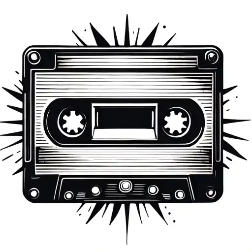 Black And White Flash Tattoo Of A Casette Tape