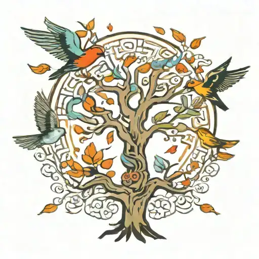 Tree Of Life Birds Flying Away