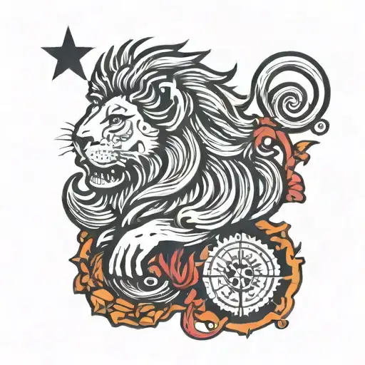 One Lion And Virgo Zodiac Sign With Color