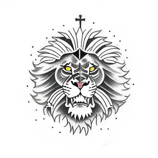 A Majestic Lion Wearing A Soldier's Helmet In A Church