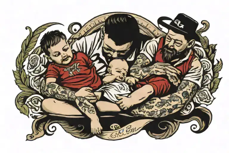 Father And Son With Newborn Feet And Corinthians