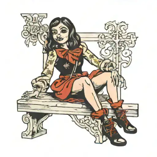 Creepy Puppet Girl Sitting Cross Legged