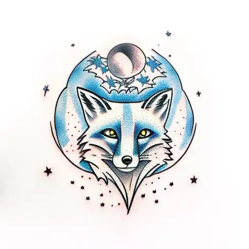 Fox Looking Up At The Moon