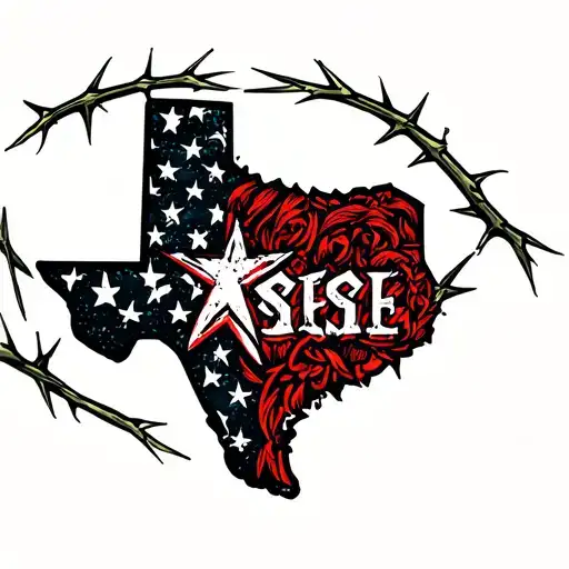 Texas State Outline And Thorns