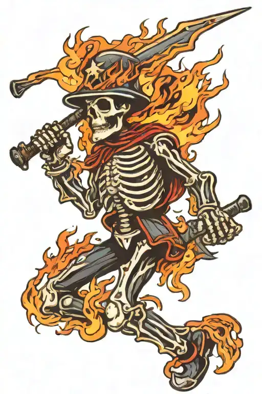 Skeleton Soldier In Flames
