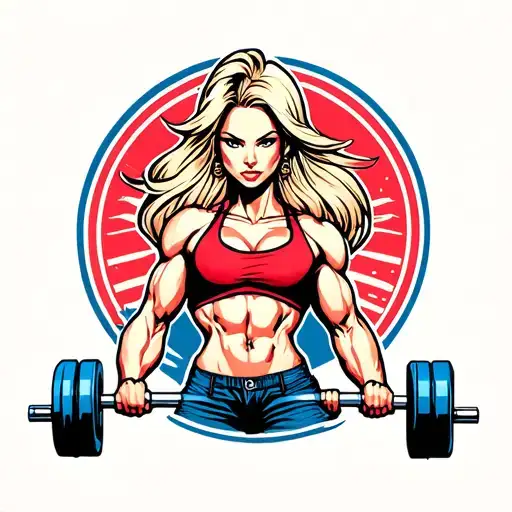 Blonde Female Bodybuilder Lifting Weights