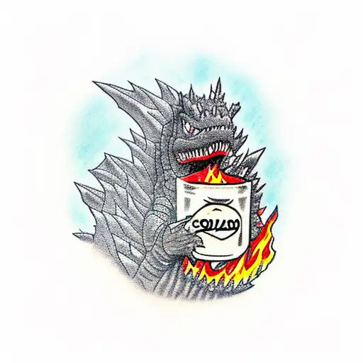 Godzilla Trapped In A Jar With Fire Breath