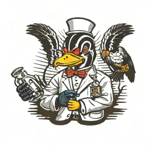 Male Wood Duck Chemist With A Mad Scientist Lab Coat And Erinmuler Flasks