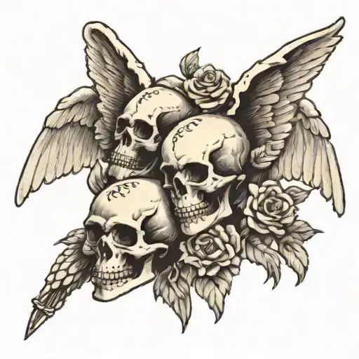 Angel Skulls Facing Each Other