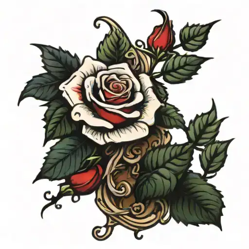 Vine With Roses And Thorns Going Up My Leg Sleeve