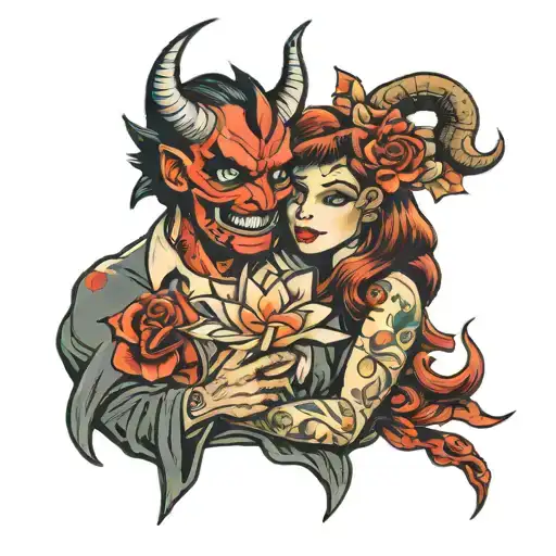 Demon Holding Pretty Girl
