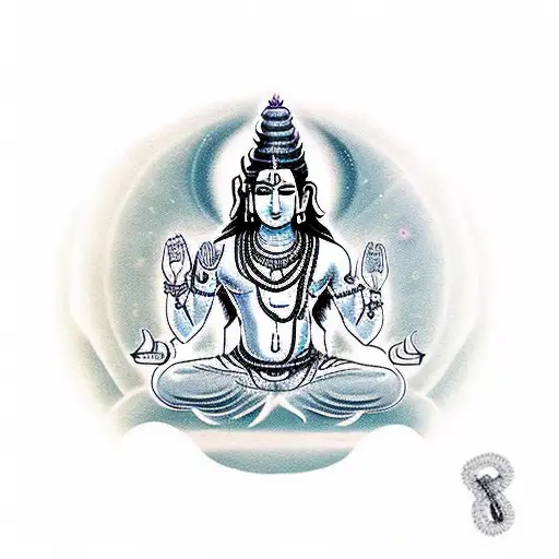 Meditating Lord Shiva From Hindu Mythology With Half Light And Half Dark