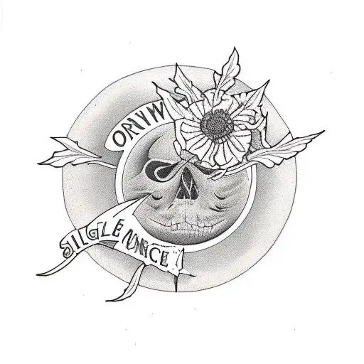 Orange Circle In Center Black Out Background Framed With Morning Glories