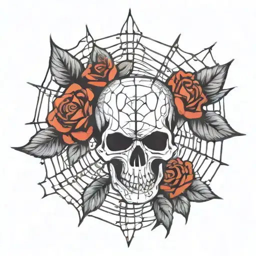 Skull And Rose Spiderweb