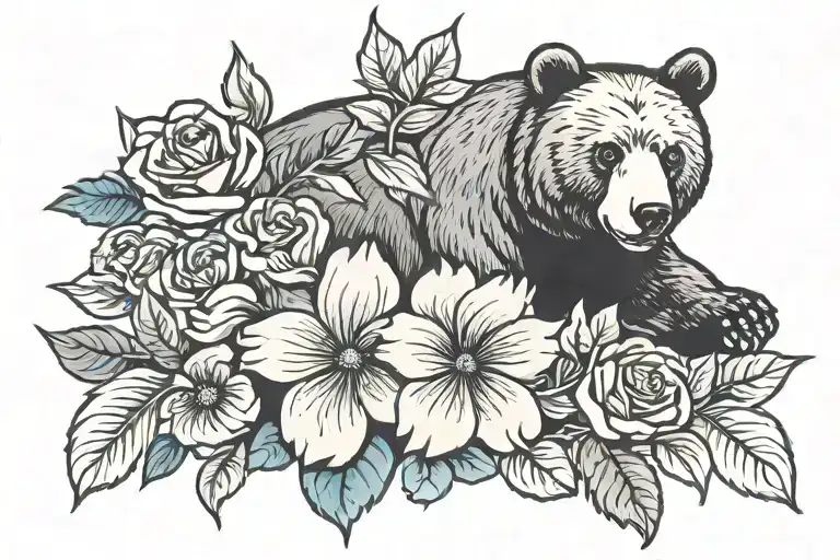Flowers And Bear