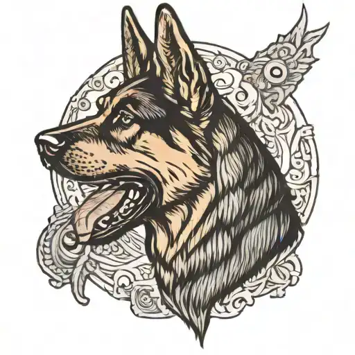 German Shepherd Dog & Man Patrolling