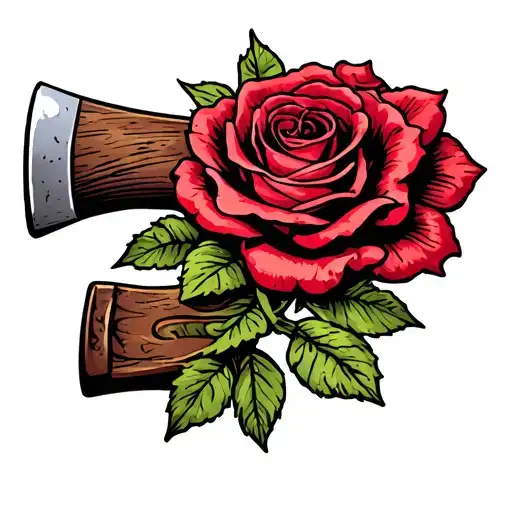 Axe With Rose Wrapped Around It