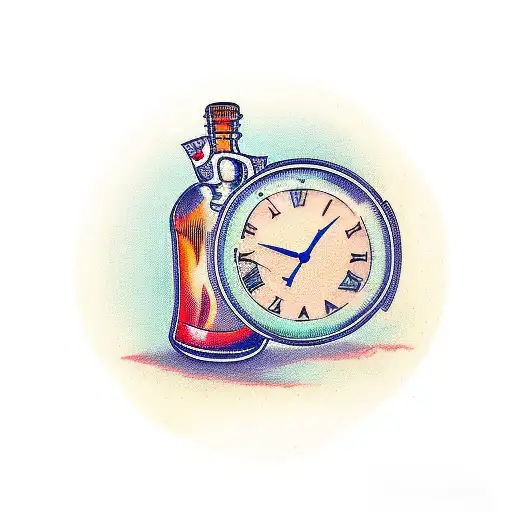 Clock Inside A Glass Bottle