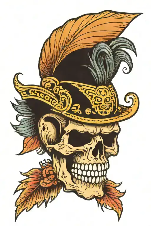 Skull With Mustache And Mohawk